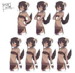 Rule 34 | &gt;:o, 1girl, :d, :o, puff of air, @ @, ^ ^, bad id, bad pixiv id, bandeau, black hair, black skirt, blush, chain, closed eyes, closed mouth, concept art, crossed arms, d:, d:&lt;, dark skin, expressions, flat chest, hair between eyes, hands on own hips, highres, kinta (distortion), light smile, miniskirt, multiple views, open mouth, orange eyes, original, pointy ears, short hair, short hair with long locks, simple background, skirt, smile, smug, sweatdrop, thighhighs, torn clothes, torn skirt, upper body, v-shaped eyebrows, white background