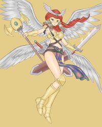 Rule 34 | 1girl, angel, angel girl, armor, belt, darcmon, digimon, female focus, highres, solo, sword, weapon, wings
