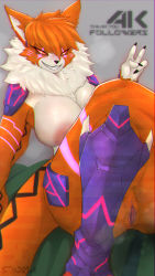 Rule 34 | + +, 1girl, absurdres, areola slip, breasts, digimon, digimon adventure tri., fur collar, furry, furry female, glowing markings, grin, highres, large breasts, meicrackmon vicious mode, neon trim, nipples, pussy, red eyes, sharp nails, silviaxrk, smile, v