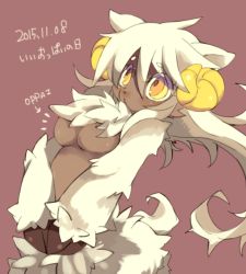 Rule 34 | 10s, 1girl, 2015, blonde hair, breasts, brown eyes, female focus, furry, furry female, inumimi-syndrome, long hair, sheep, simple background, solo