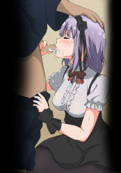 Rule 34 | 10s, 1boy, 1girl, black flower, black hairband, black pantyhose, black ribbon, black rose, black skirt, blush, bow, breasts, censored, closed eyes, clothes pull, cum, cum in mouth, cum on body, cum on breasts, cum on clothes, cum on upper body, dagashi kashi, facial, fellatio, flower, frilled shirt, frills, hair flower, hair ornament, hair ribbon, hairband, hand on another&#039;s head, hetero, high-waist skirt, highres, kneeling, large breasts, mosaic censoring, oral, pants, pants pull, pantyhose, penis, puffy short sleeves, puffy sleeves, purple hair, radio (mei99), red bow, red neckwear, ribbon, rose, shidare hotaru, shirt, short hair, short sleeves, skirt, solo focus, suspender skirt, suspenders, sweat, white shirt