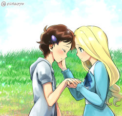 Rule 34 | 10s, 2girls, anna (omoide no marnie), artist name, bad id, bad pixiv id, blonde hair, blue dress, blue eyes, bow, bowtie, brown hair, closed eyes, dress, face-to-face, forehead-to-forehead, from side, grass, hair ornament, hairclip, hand on another&#039;s cheek, hand on another&#039;s face, heads together, holding hands, hood, hooded jacket, jacket, light smile, long hair, long sleeves, marnie (omoide no marnie), multiple girls, niina ryou, omoide no marnie, profile, short hair, short sleeves, tears, twitter username, very short hair, yuri