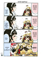 Rule 34 | 4koma, 6+girls, :3, :d, animal ears, black gloves, black hair, blonde hair, blush, cat ears, chibi, chibi on head, comic, commentary request, closed eyes, flower, girls&#039; frontline, gloves, hair flower, hair ornament, hair ribbon, hairband, hairclip, highres, idw (girls&#039; frontline), junsuina fujunbutsu, long hair, multiple girls, no eyes, on head, open mouth, person on head, type 95 (girls&#039; frontline), type 97 (girls&#039; frontline), ribbon, smile, sweatdrop, translated, twintails, white background, white gloves, white hairband, yellow eyes