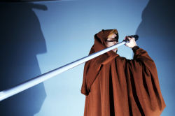 Rule 34 | beard, cloak, cosplay, energy sword, facial hair, jedi, lightsaber, obi-wan kenobi, photo (medium), sakuya siina, star wars, sword, weapon