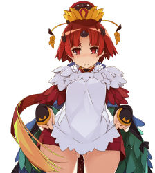 Rule 34 | 1girl, :&lt;, apron, benienma (fate), benienma (third ascension) (fate), blush, brown hair, commentary request, fate/grand order, fate (series), hat, highres, japanese clothes, kimono, long hair, long sleeves, looking at viewer, low ponytail, parted bangs, ponytail, pussy juice, red eyes, red hair, shikei, solo, white apron, wide sleeves