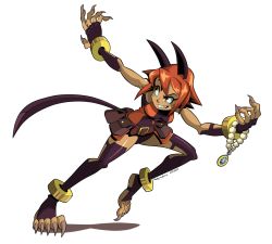Rule 34 | 10s, 1girl, 2013, alternate color, alternate costume, artist name, brown hair, claws, clenched teeth, dated, facial mark, fingernails, full body, grin, jewelry, long fingernails, long toenails, looking back, lots of jewelry, ms. fortune (skullgirls), necklace, nextgrandcross, open mouth, orange hair, parted lips, shadow, short hair, simple background, skullgirls, smile, solo, teeth, toenails, white background, yellow eyes