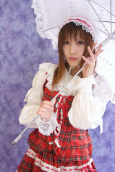 Rule 34 | bonnet, character request, cosplay, dress, kirishiro tsukimi, lace, photo (medium), source request, umbrella