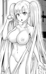 Rule 34 | artist request, breasts, covered pussy, holding, holding towel, large breasts, lowres, nipples, no bra, no choker, no headwear, pink hair, surprised, towel