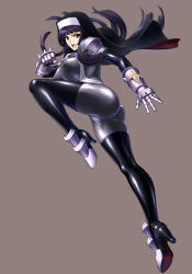 Rule 34 | 1girl, armor, ass, bodysuit, boots, breasts, cameltoe, cleft of venus, covered erect nipples, full body, habit, high heels, kamori sayaka, large breasts, nun, open mouth, original, rindou (radical dream), skin tight, thigh boots, thighhighs