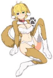 Rule 34 | 10s, 1girl, :3, animal ears, animal hands, blonde hair, blue eyes, breasts, chain, cleavage, closed mouth, collar, dog ears, dog paws, dog tail, full body, fur trim, green eyes, heterochromia, large breasts, looking at viewer, navel, official art, ryouna (senran kagura), senran kagura, senran kagura peach ball, short hair, smile, solo, stomach, tail, thighhighs, transparent background, yaegashi nan