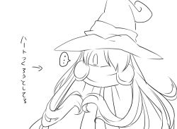 Rule 34 | 1girl, artist request, drawcia, hat, kirby (series), monochrome, scarf, text focus, translation request, witch hat