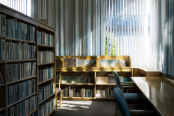 Rule 34 | window blinds, book, bookshelf, chair, commentary request, hankachi (okayama012), highres, indoors, interior, library, light particles, light rays, no humans, original, realistic, reflection, room, scenery, shelf, sunbeam, sunlight, table, tree, window