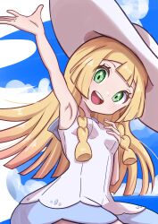 Rule 34 | 1girl, absurdres, blonde hair, breasts, creatures (company), game freak, green eyes, hat, highres, lillie, lillie (pokemon), nintendo, pokemon, pokemon sm, rono (lethys), small breasts, solo