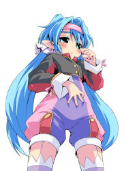Rule 34 | 00s, blue eyes, blue hair, child, hairband, ham (points), headband, klan klein, long hair, macross, macross frontier, pointy ears, solo, thighhighs, twintails