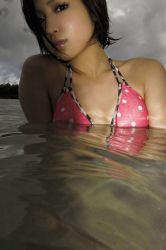 Rule 34 | bikini, breasts, cleavage, highres, looking at viewer, oriyama miyu, photo (medium), swimsuit, water