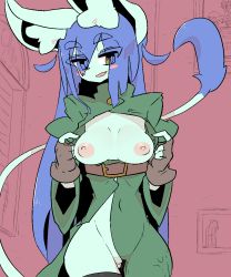 Rule 34 | 1girl, animal ears, belt, breasts, cat ears, cat tail, female focus, furry, furry female, highres, looking at viewer, no bra, no panties, smile, solo, tail, the amboina