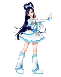 Rule 34 | 00s, 1girl, :d, aegyo, arm warmers, bad id, bad twitter id, black eyes, black hair, boots, bow, cure white, dress, earrings, frills, full body, futari wa precure, hair bow, half updo, heart, jewelry, knee boots, long hair, looking at viewer, magical girl, open mouth, outstretched arm, petticoat, precure, smile, solo, transparent background, v, very long hair, white bow, white dress, white footwear, yukishiro honoka