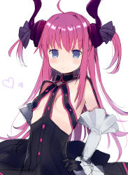 Rule 34 | 1girl, absurdres, ahoge, black dress, black ribbon, blue eyes, blush, breasts, closed mouth, curly hair, dragon horns, dress, elizabeth bathory (fate), elizabeth bathory (fate/extra ccc), elizabeth bathory (first ascension) (fate), fate/extra, fate/extra ccc, fate (series), gijxgij, hair between eyes, hair ribbon, hand on own hip, highres, horns, long hair, looking at viewer, pink hair, ribbon, simple background, sketch, small breasts, solo, two side up, very long hair, white background