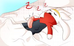 Rule 34 | 1boy, bed, bed sheet, creatures (company), erection, fire conejo, furry, game freak, gen 8 pokemon, highres, indoors, male focus, nintendo, nude, penis, pokemon, raboot, sleeping, solo, solo focus, testicles, uncensored