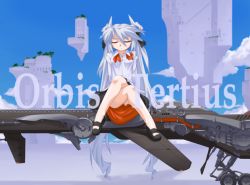 Rule 34 | 1girl, bare legs, blue sky, comic, closed eyes, floating island, full body, long hair, long sleeves, mary janes, mof, mof&#039;s silver haired twintailed girl, original, shoes, silent comic, silver hair, sitting, sky, solo, text focus, twintails, very long hair