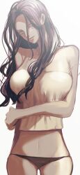 Rule 34 | 1girl, black hair, black panties, breasts, camisole, closed mouth, commentary request, highres, large breasts, long hair, looking at viewer, navel, nico robin, nsgw, one piece, panties, smile, solo, spaghetti strap, standing, strap slip, thighs, underwear