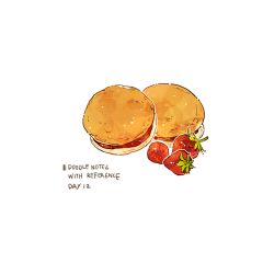 Rule 34 | commentary, cyannism, english commentary, english text, food, food focus, fruit, no humans, original, pastry, simple background, strawberry, white background
