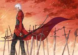 Rule 34 | 1boy, archer (fate), bow (weapon), dark-skinned male, dark skin, fate/stay night, fate (series), field of blades, haijin, male focus, popoccpo, solo, unlimited blade works (fate), weapon, white hair