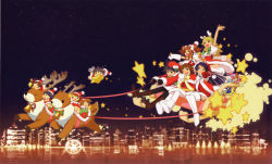 Rule 34 | amami haruka, annindoufu (oicon), christmas, city, highres, hoshii miki, idolmaster, idolmaster (classic), kikuchi makoto, kisaragi chihaya, official art, reindeer, takatsuki yayoi