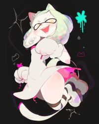 Rule 34 | 1girl, animal ears, blush, breasts, cat ears, cross-shaped pupils, dress, fake animal ears, fangs, gloves, highres, large shoes, looking at viewer, medium hair, mole, mole under mouth, nintendo, paw gloves, paw pose, pearl (splatoon), shoes, skirt, small breasts, smile, splatoon (series), splatoon 2, squid girl, symbol-shaped pupils, tentacle hair, thick thighs, thighs, usa37107692, white dress, white hair, wide hips, yellow eyes