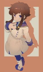 Rule 34 | 1girl, angelic layer, blue eyes, brown hair, closed mouth, collagen, dress, female focus, full body, highres, looking at viewer, medium hair, short hair with long locks, sidelocks, smile, solo, suzuhara misaki