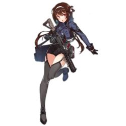 Rule 34 | 1girl, artist request, black footwear, black gloves, black thighhighs, brown hair, full body, garter straps, girls&#039; frontline, gloves, gun, gun sling, hairband, holding, holding weapon, long hair, looking at viewer, magazine (weapon), nightmaremk2, official art, red eyes, rifle, shoes, solo, thighhighs, transparent background, trigger discipline, type 79 (girls&#039; frontline), type 79 smg, weapon