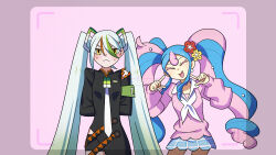 Rule 34 | 2girls, absurdres, creatures (company), fairy miku (project voltage), fighting miku (project voltage), game freak, hatsune miku, highres, multiple girls, nintendo, pokemon, project voltage, vocaloid, yzj21333
