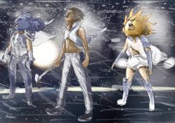 Rule 34 | 1boy, brown hair, cacomistle (artist), cloud, commentary request, highres, jacket, necktie, north wind and the sun, open mouth, short hair, standing, sun, t.m.revolution, white breath (t.m.revolution), wind
