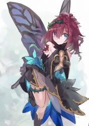 Rule 34 | 1girl, breasts, butterfly wings, facial mark, fairy, fairy wings, fire emblem, fire emblem heroes, gradient clothes, gradient flower, hair vines, highres, hukashin, insect wings, medium breasts, nintendo, plant, thorns, triandra (fire emblem), vines, wings