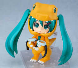 agumon agumon_(cosplay) blue_eyes blue_hair cosplay costume digimon hatsune_miku necktie twintails vocaloid