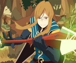 Rule 34 | 00s, 1boy, bad id, bad pixiv id, brown hair, glasses, gloves, jade curtiss, long hair, male focus, polearm, red eyes, sentarou (1000bon), smile, solo, spear, tales of (series), tales of the abyss, weapon
