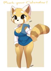Rule 34 | 1girl, absurdres, aggressive retsuko, animal ears, animal feet, animal nose, artist name, barefoot, blue skirt, blue vest, body fur, book, border, breasts, brown background, brown eyes, brown fur, buttons, cleavage, collarbone, collared shirt, english text, female focus, full body, furry, furry female, hand up, highres, holding, holding book, legs, long sleeves, medium breasts, microskirt, multicolored fur, office lady, open mouth, outside border, panda ears, panda girl, panda tail, paper, pencil skirt, retsuko, shirt, signature, simple background, skirt, solo, standing, striped tail, tail, tail raised, talking, teranen, vest, white border, white fur, white shirt, yellow fur