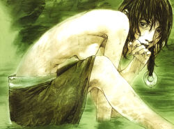 Rule 34 | 1girl, asano rin, black hair, blade of the immortal, braid, solo, water, wet