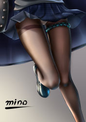 Rule 34 | 1girl, absurdres, amiya (arknights), arknights, artist name, black footwear, black jacket, black pantyhose, blue skirt, chinese commentary, commentary request, gluteal fold, highres, jacket, lower body, miniskirt, minoominoomi, panties, panties under pantyhose, pantyhose, partial commentary, plaid, plaid skirt, shoes, signature, skirt, solo, thigh gap, thighlet, underwear, white panties