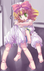 Rule 34 | 2girls, barefoot, billy herrington, blonde hair, bloomers, bloomers pull, bow, camisole, danny lee, doll joints, drill hair, feet, gachimuchi pants wrestling, green eyes, green hair, hair bow, hinaichigo, joints, kanaria, multiple girls, open mouth, parody, pink bow, rozen maiden, sasa ichi, underwear, underwear only, wedgie, white bloomers, wrestling, wrestling (series)