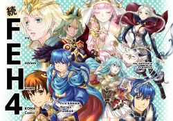 Rule 34 | 3boys, 6+girls, :o, ahoge, armor, armored dress, arrow (projectile), between breasts, bird, blonde hair, blue cape, blue eyes, blue hair, blue shirt, book, bow (weapon), bracelet, braid, breastplate, breasts, brown eyes, brown hair, cape, capelet, casting spell, commentary request, copyright name, dark skin, dress, earrings, eirika (fire emblem), closed eyes, fake horns, feather trim, feh (fire emblem heroes), fire emblem, fire emblem: genealogy of the holy war, fire emblem: mystery of the emblem, fire emblem: the sacred stones, fire emblem: thracia 776, fire emblem fates, fire emblem heroes, fjorm (fire emblem), frilled dress, frills, gloves, green hair, gunnthra (fire emblem), hairband, hand on weapon, own hands clasped, headband, holding, holding arrow, holding book, holding bow (weapon), holding weapon, horned headwear, horns, jewelry, laegjarn (fire emblem), laevateinn (fire emblem), leif (fire emblem), long hair, marth (fire emblem), multicolored hair, multiple boys, multiple girls, nina (fire emblem), nintendo, orange hair, owl, own hands together, pink hair, red capelet, red eyes, seliph (fire emblem), shirt, short dress, short hair, small breasts, smile, sword, tiara, twin braids, twintails, two-tone hair, usachu now, weapon, white gloves, white hair, white headband