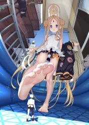 Rule 34 | 1boy, 1girl, abigail williams (fate), abigail williams (swimsuit foreigner) (fate), abigail williams (swimsuit foreigner) (second ascension) (fate), absurdres, bare shoulders, barefoot, black bow, black cat, blonde hair, blue eyes, blush, bow, braid, braided bun, breasts, cat, chaldea uniform, double bun, dress swimsuit, fate/grand order, fate (series), feet, foot focus, forehead, from below, fujimaru ritsuka (male), full body, giant, giantess, hair bun, hat, highres, keyhole, long hair, looking at viewer, mini person, miniboy, mitre, one-piece swimsuit, orange bow, parted bangs, shiro ami, sidelocks, size difference, small breasts, swimsuit, toes, twintails, very long hair, wading pool, white headwear, white one-piece swimsuit