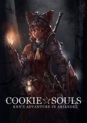 Rule 34 | 1girl, absurdres, armor, belt, blush, bow, brown belt, brown hair, chainmail, closed mouth, commentary request, cookie (touhou), cowboy shot, crossover, d tomoki, dagger, dark souls (series), dark souls iii, english text, fire, frilled bow, frills, gauntlets, hair bow, hair tubes, hakurei reimu, helmet, highres, kanna (cookie), knife, looking to the side, pauldrons, pouch, red bow, red eyes, red shirt, scabbard, sheath, shield, shirt, short hair, shoulder armor, sleeveless, sleeveless shirt, solo, standing, star (symbol), sword, sword behind back, touhou, weapon, yellow neckwear