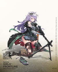 Rule 34 | 1girl, alchemaniac, aqua skirt, black bow, black bowtie, black jacket, black thighhighs, blush, bow, bowtie, breasts, character name, closed mouth, commentary request, copyright name, fishnet thighhighs, fishnets, girls&#039; frontline, gloves, grey footwear, gun, hairband, heavy machine gun, highres, holding, holding weapon, holster, jacket, light machine gun, long hair, looking at viewer, machine gun, official art, on floor, open clothes, open jacket, purple eyes, purple hair, rpk, rpk-203, rpk-203 (girls&#039; frontline), shirt, shoes, simple background, sitting, skirt, solo, suspender skirt, suspenders, thighhighs, torn clothes, torn jacket, torn shirt, torn skirt, torn thighhighs, unworn shoes, weapon, white gloves, white shirt