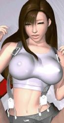 Rule 34 | 1990s (style), 1girl, 3d, animated, animated gif, breasts, brown hair, covered erect nipples, closed eyes, fighting cuties, final fantasy, final fantasy vii, large breasts, lowres, solo, suspenders, tifa lockhart