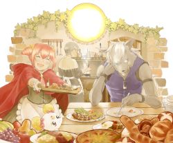 Rule 34 | 1boy, 2girls, bad id, bad pixiv id, basket, blue eyes, bread, candy (smile precure!), eating, food, fork, furry, furry male, grandmother, head rest, hoshizora miyuki, little red riding hood, multiple girls, pink eyes, pink hair, plate, precure, sitting, smile, smile precure!, twintails, wolfrun