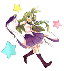 Rule 34 | 1girl, antenna hair, bad id, bad pixiv id, blush, blush stickers, boots, cross-laced footwear, detached sleeves, female focus, frog hair ornament, gohei, green eyes, green hair, hair ornament, iwao (pixiv258710), kochiya sanae, long hair, matching hair/eyes, oonusa, open mouth, skirt, smile, snake, solo, star (symbol), touhou, wide sleeves, wild and horned hermit