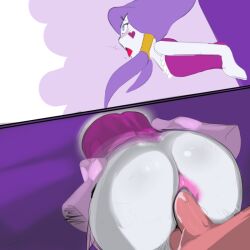 Rule 34 | ass, blush, colored skin, colorized, enteiiro, ghost, purple hair, pussy, raa (sonic), self-upload, sex, sonic (series), stuck, third-party edit, through wall, tongue, tongue out, vaginal, wet, white skin