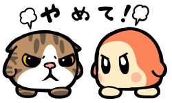 angry bkub black_eyes cat kirby_(series) looking_at_another meme_request nintendo no_humans puff_of_air simple_background waddle_dee white_background yellow_eyes