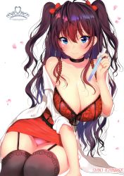 Rule 34 | 10s, 1girl, :3, absurdres, ahoge, arm support, artist name, bare shoulders, black thighhighs, blue eyes, bow, breasts, brown hair, character name, cleavage, collarbone, commentary request, dress, floral print, garter straps, hair between eyes, hair bow, highres, holding, ichinose shiki, idolmaster, idolmaster cinderella girls, lace, lace-trimmed dress, lace trim, large breasts, leaning to the side, long hair, long sleeves, looking at viewer, mataro (matarou), multiple views, off shoulder, open clothes, open shirt, panties, pantyshot, pink panties, print dress, red bow, red dress, scan, shirt, sitting, sleeveless, sleeveless dress, sleeves past elbows, sleeves pushed up, test tube, thighhighs, two side up, underwear, very long hair, wavy hair, white shirt